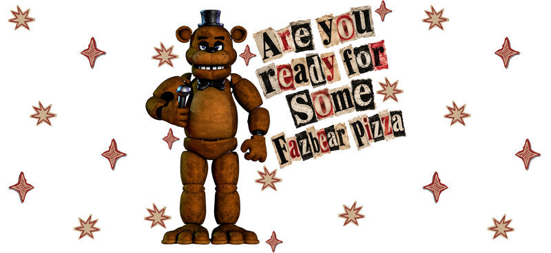 Pizza Bear Character UV DTF Cup Wrap for 16oz Libbey Can KA-17361