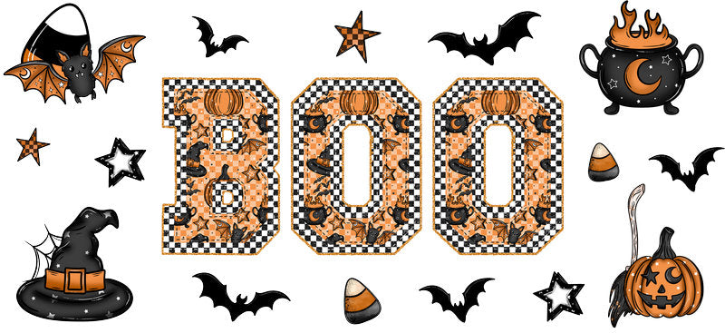 Halloween Boo Icons UV DTF Cup Wrap for 16oz Libbey Can KA-17378
