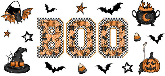 Halloween Boo Icons UV DTF Cup Wrap for 16oz Libbey Can KA-17378