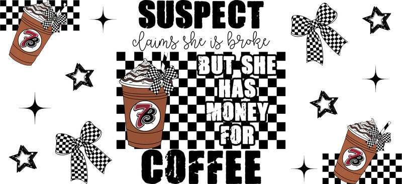 Coffee Money Funny UV DTF Cup Wrap for 16oz Libbey Can KA-17379