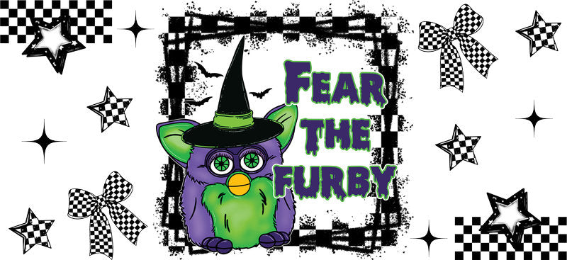 Witch Furby Halloween UV DTF Cup Wrap for 16oz Libbey Can KA-17383