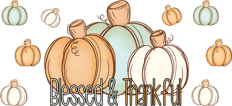 Blessed & Thankful Pumpkins UV DTF Cup Wrap for 16oz Libbey Can KA-17386