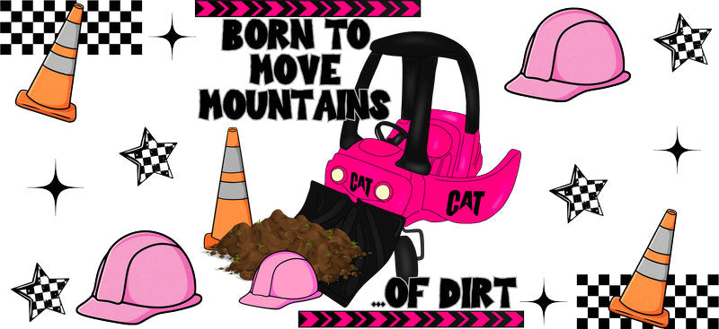 Construction Dirt Pink UV DTF Cup Wrap for 16oz Libbey Can KA-17388