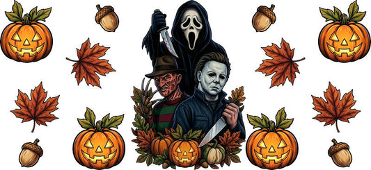 Horror Characters Fall UV DTF Cup Wrap for 16oz Libbey Can KA-17391
