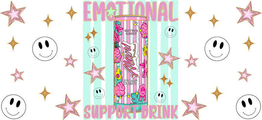 Emotional Support Drink Pink UV DTF Cup Wrap for 16oz Libbey Can KA-17397