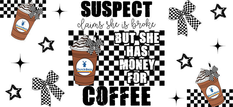 Coffee Money Funny UV DTF Cup Wrap for 16oz Libbey Can KA-17401
