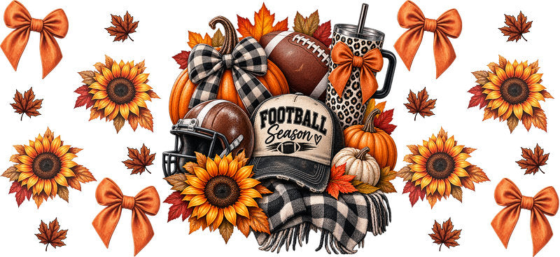 Football Season Fall UV DTF Cup Wrap for 16oz Libbey Can KA-17404