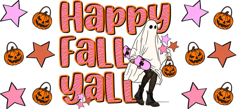 Happy Fall Cartoon UV DTF Cup Wrap for 16oz Libbey Can KA-17406