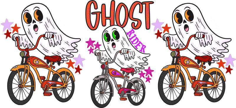 Ghost Bicycle Halloween UV DTF Cup Wrap for 16oz Libbey Can KA-17419