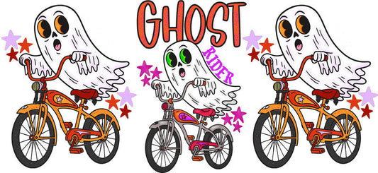 Ghost Bicycle Halloween UV DTF Cup Wrap for 16oz Libbey Can KA-17419