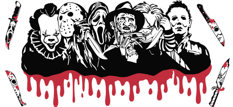 Horror Icons Bloody UV DTF Cup Wrap for 16oz Libbey Can KA-17420
