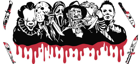 Horror Icons Bloody UV DTF Cup Wrap for 16oz Libbey Can KA-17420