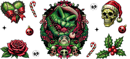 Christmas Horror Monster UV DTF Cup Wrap for 16oz Libbey Can KA-17421