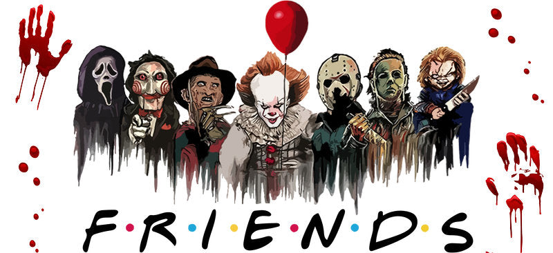 Horror Friends Characters UV DTF Cup Wrap for 16oz Libbey Can KA-17423