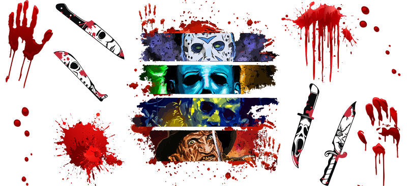 Horror Mask Collage UV DTF Cup Wrap for 16oz Libbey Can KA-17424