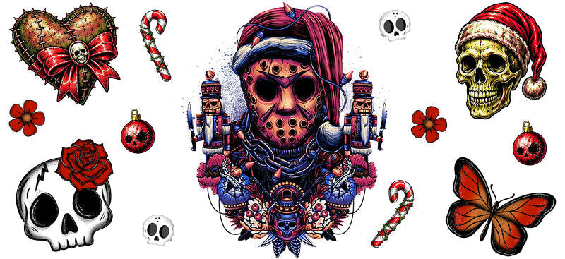 Christmas Camp Horror Character UV DTF Cup Wrap for 16oz Libbey Can KA-17431