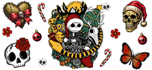 Christmas Nightmare Collage UV DTF Cup Wrap for 16oz Libbey Can KA-17437