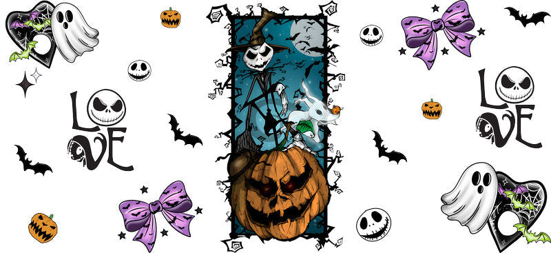 Nightmare Halloween Love UV DTF Cup Wrap for 16oz Libbey Can KA-17444