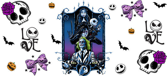 Gothic Halloween Characters UV DTF Cup Wrap for 16oz Libbey Can KA-17446
