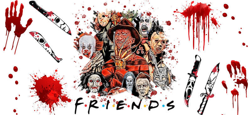 Horror Friends Bloody UV DTF Cup Wrap for 16oz Libbey Can KA-17451