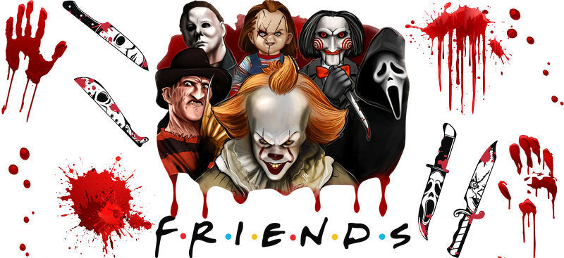 Horror Friends Bloody UV DTF Cup Wrap for 16oz Libbey Can KA-17455