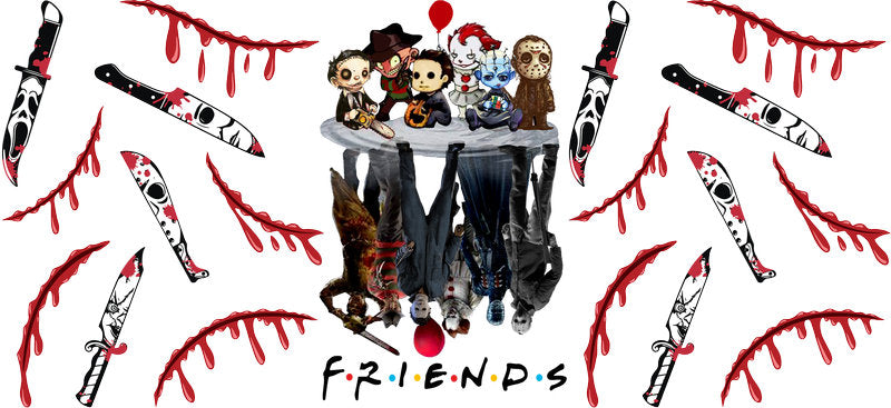 Horror Friends Bloody UV DTF Cup Wrap for 16oz Libbey Can KA-17458