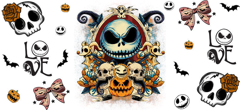 Nightmare Pumpkin Halloween UV DTF Cup Wrap for 16oz Libbey Can KA-17460