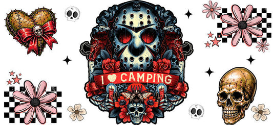 Camping Horror Mask UV DTF Cup Wrap for 16oz Libbey Can KA-17462