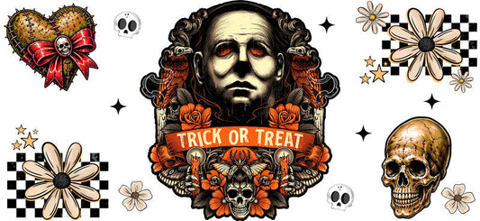 Trick or Treat Horror Mask UV DTF Cup Wrap for 16oz Libbey Can KA-17463