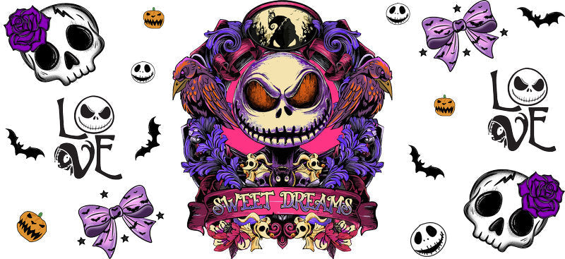 Purple Nightmare Halloween UV DTF Cup Wrap for 16oz Libbey Can KA-17464