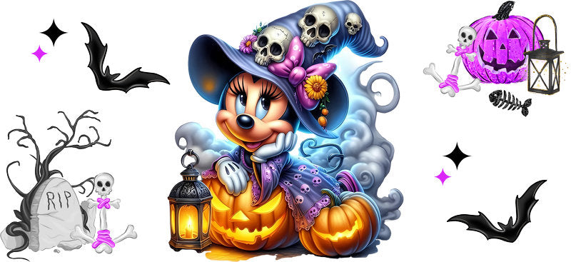 Cute Witch Halloween UV DTF Cup Wrap for 16oz Libbey Can KA-17469
