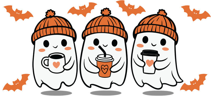 Cozy Ghosts Halloween UV DTF Cup Wrap for 16oz Libbey Can KA-17475