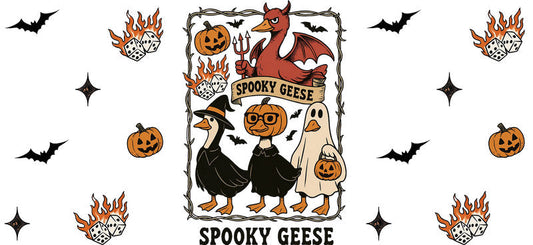 Spooky Geese Halloween UV DTF Cup Wrap for 16oz Libbey Can KA-17478