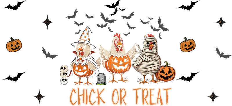 Chick or Treat Halloween UV DTF Cup Wrap for 16oz Libbey Can KA-17480