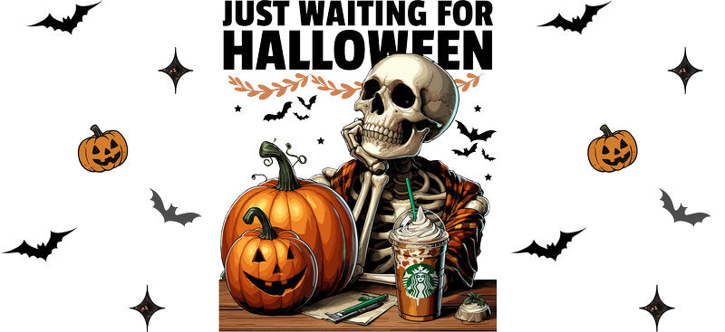 Waiting for Halloween Skeleton UV DTF Cup Wrap for 16oz Libbey Can KA-17482