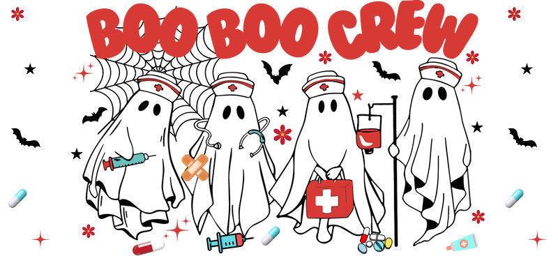 Boo Boo Crew Ghosts Halloween UV DTF Cup Wrap for 16oz Libbey Can KA-17487