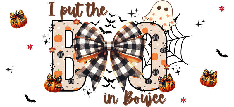 Boo Bow Halloween UV DTF Cup Wrap for 16oz Libbey Can KA-17488