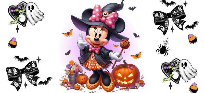 Cute Mouse Witch Halloween UV DTF Cup Wrap for 16oz Libbey Can KA-17493