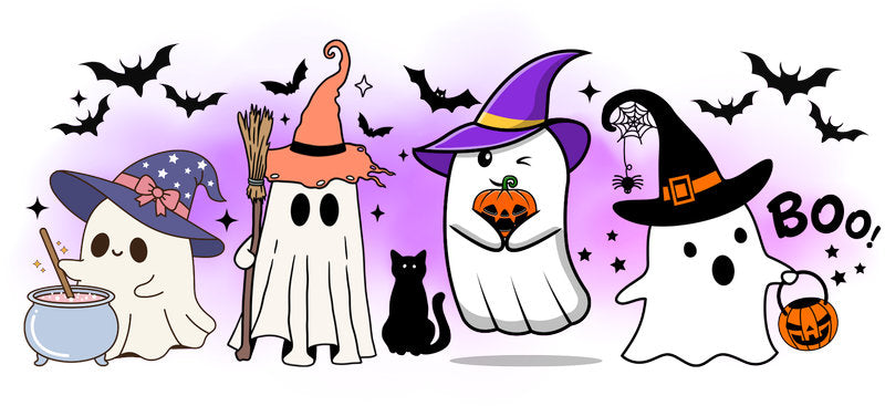 Witch Ghosts Halloween UV DTF Cup Wrap for 16oz Libbey Can KA-17503