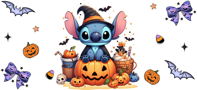 Cute Alien Pumpkin Halloween UV DTF Cup Wrap for 16oz Libbey Can KA-17510