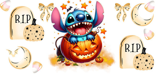 Cute Alien Pumpkin Halloween UV DTF Cup Wrap for 16oz Libbey Can KA-17512