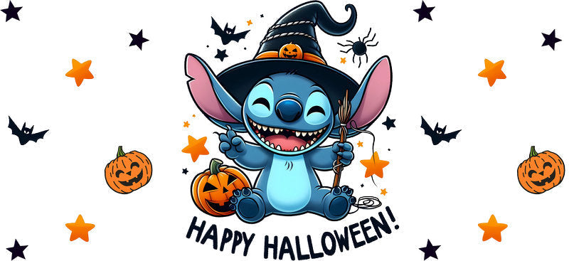 Cute Alien Witch Halloween UV DTF Cup Wrap for 16oz Libbey Can KA-17513