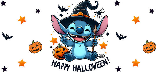 Cute Alien Witch Halloween UV DTF Cup Wrap for 16oz Libbey Can KA-17513