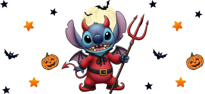 Cute Alien Devil Halloween UV DTF Cup Wrap for 16oz Libbey Can KA-17515