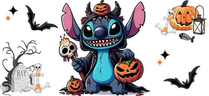 Cute Alien Halloween Pumpkins UV DTF Cup Wrap for 16oz Libbey Can KA-17524