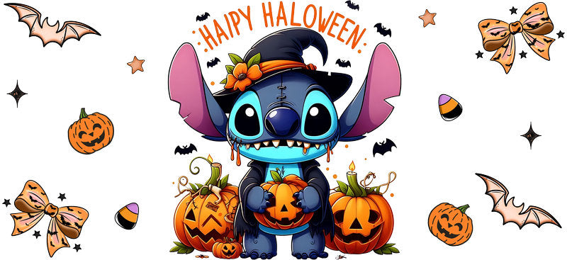 Cute Alien Happy Halloween UV DTF Cup Wrap for 16oz Libbey Can KA-17525