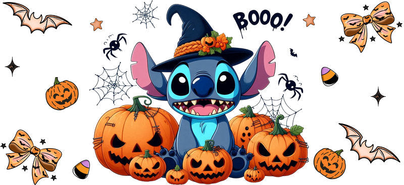 Cute Alien Witch Pumpkins Halloween UV DTF Cup Wrap for 16oz Libbey Can KA-17529