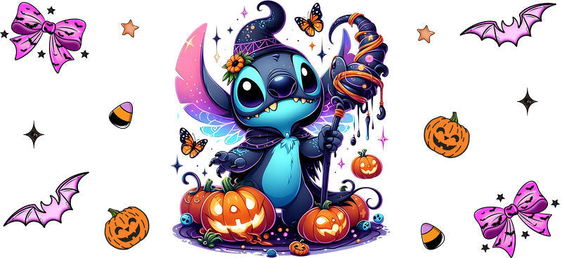 Cute Alien Witch Pumpkins Halloween UV DTF Cup Wrap for 16oz Libbey Can KA-17532