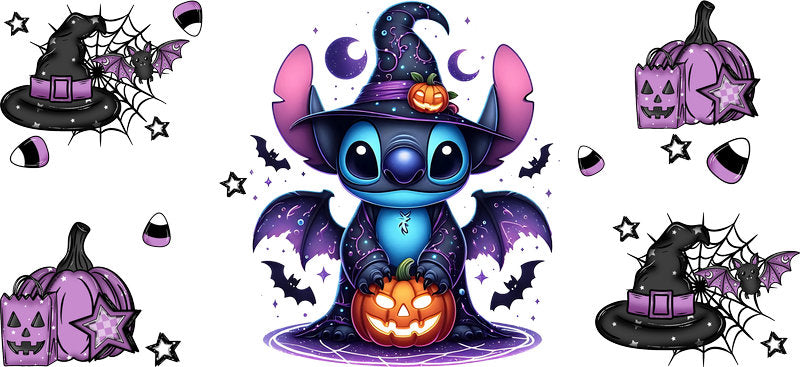 Cute Alien Witch Halloween UV DTF Cup Wrap for 16oz Libbey Can KA-17533