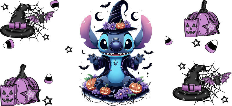 Cute Alien Witch Halloween UV DTF Cup Wrap for 16oz Libbey Can KA-17534